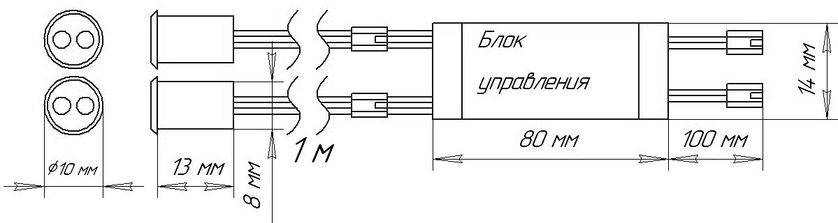Выключатель AKS бесконтактный двойной для шкафов (на преграду), накладной/врезной, D8мм, белый, 60W - фото 2