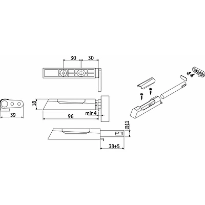 Механизм push-to-open накладной для шкафных фасадов серый AKS PLUS - фото 4