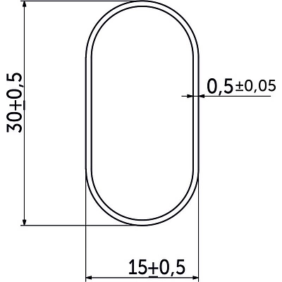 Труба овальная L- 3000 мм (0,5мм) (30х15), / (вес 0,81кг) хром AKS - фото 2