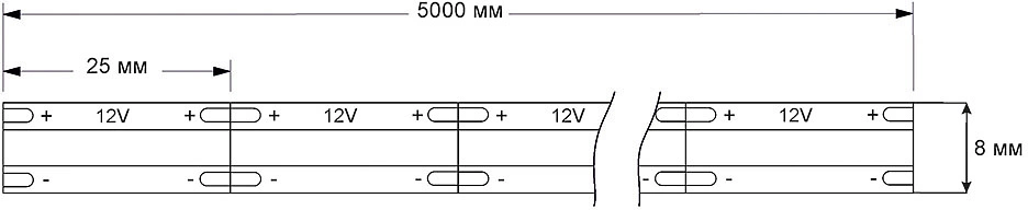 Лента светодиодная AKS COB - 15W/m, 8мм, 480 д/м, IP20, нейтральный белый (4000K) - 5м - фото 2